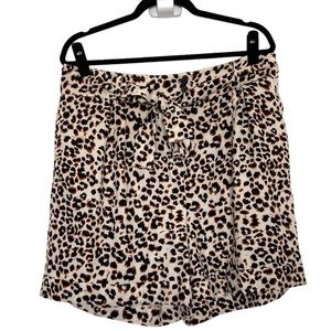 Bar III Shorts High Waist Leopard Print Belted Bermuda